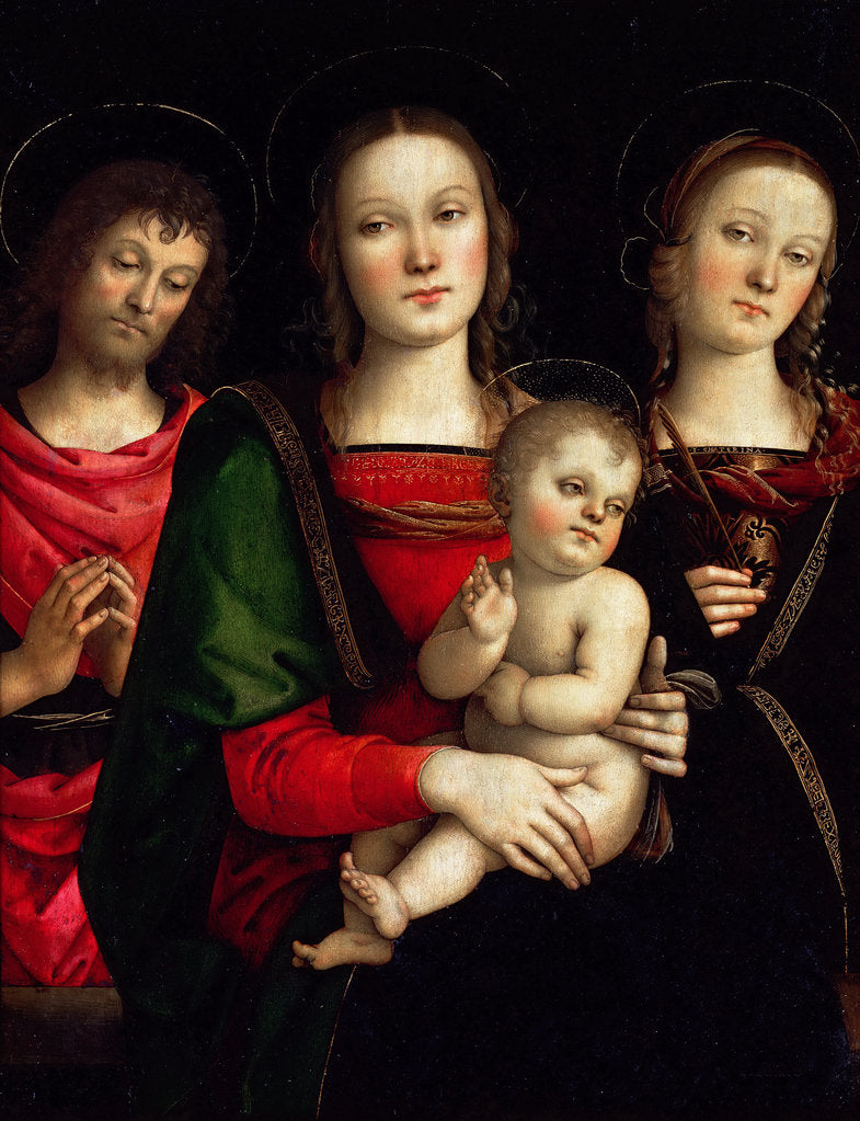 Detail of Madonna and Child with Saints Catherine of Alexandria and John the Baptist by Perugino