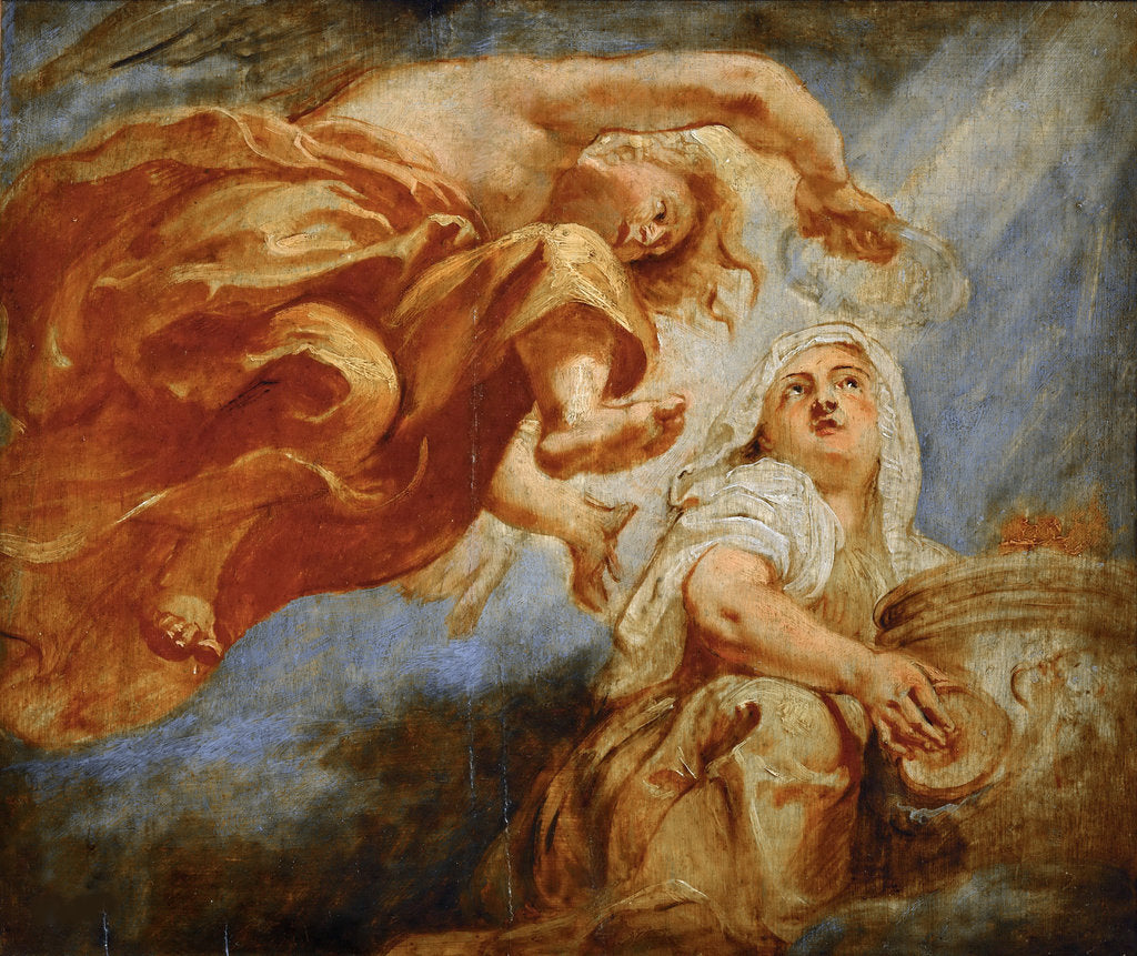Detail of Genius Crowning Religion. Sketch for the Apotheosis of King James I by Pieter Paul Rubens