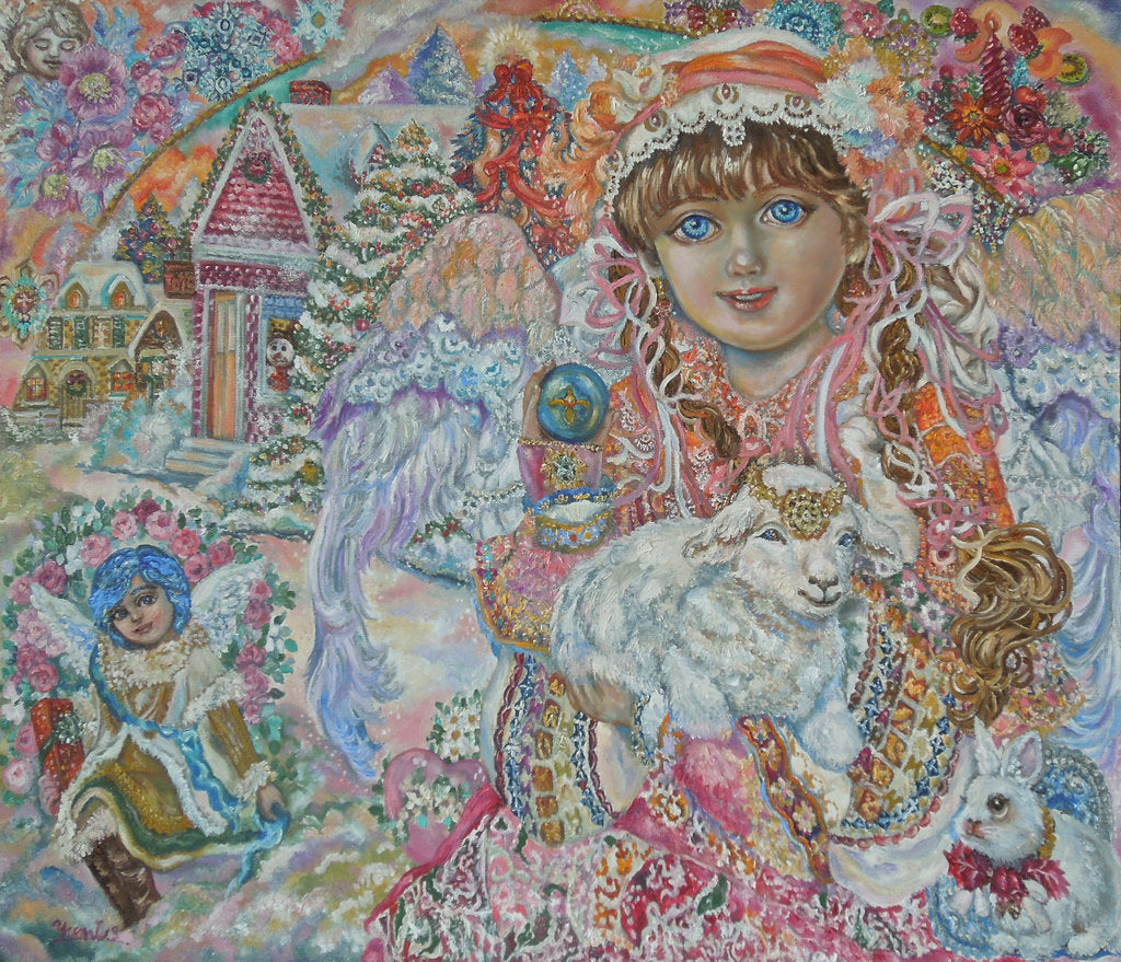 Detail of Angel with Lamb of God by Yumi Sugai