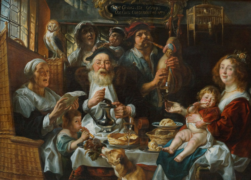 Detail of As the Old Sing, So the Young Pipe by Jacob Jordaens