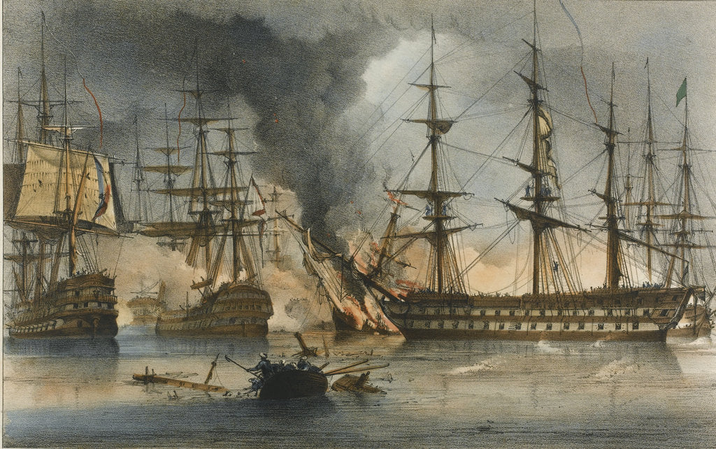 Detail of The Naval Battle of Navarino on 20 October 1827 by George Philip Reinagle