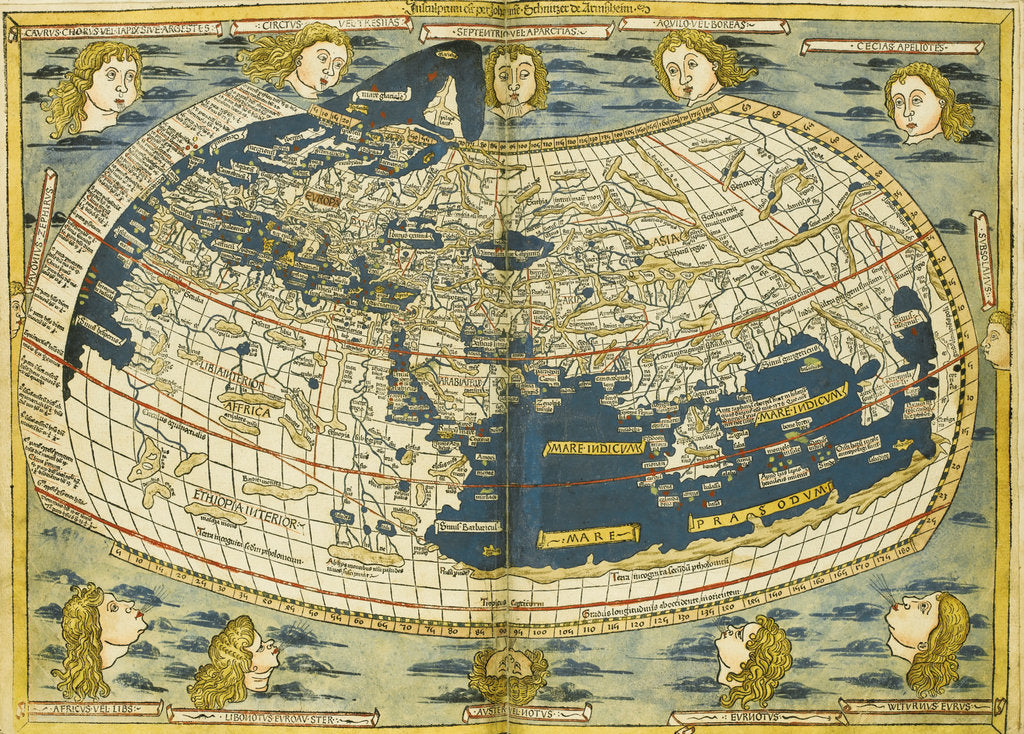 Detail of Ptolemy World map by Donnus Nicolaus Germanus