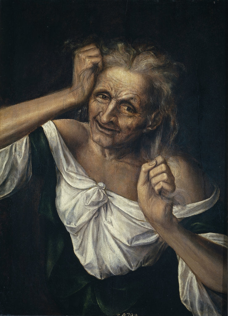 Detail of Old Woman Tearing at her Hair by Quentin Massys