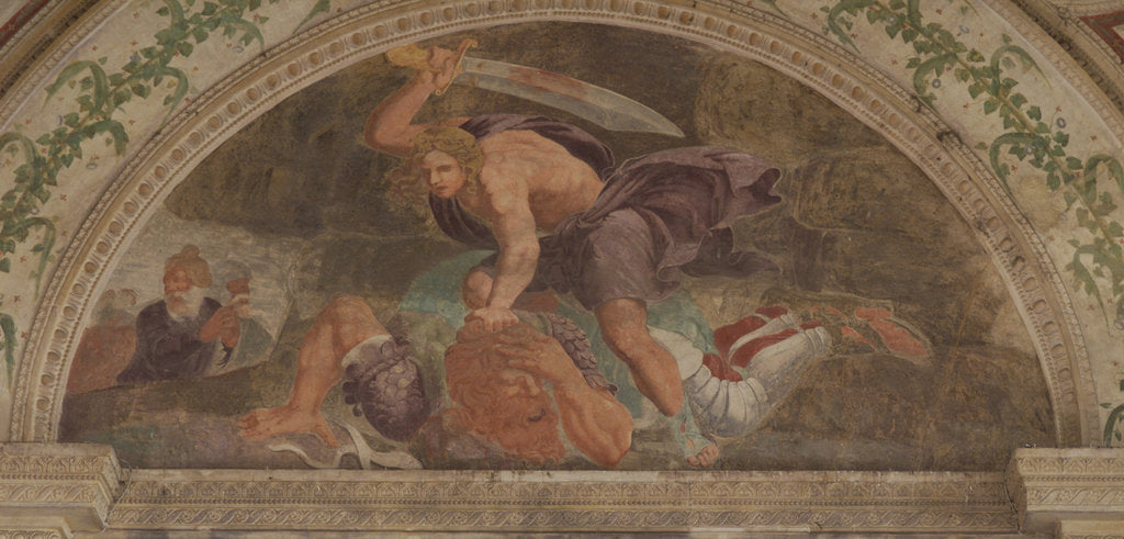 Detail of David slaying Goliath (Loggia di Davide) by Giulio Romano