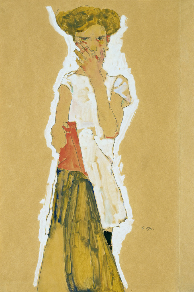 Detail of Standing Girl in White Petticoat by Egon Schiele