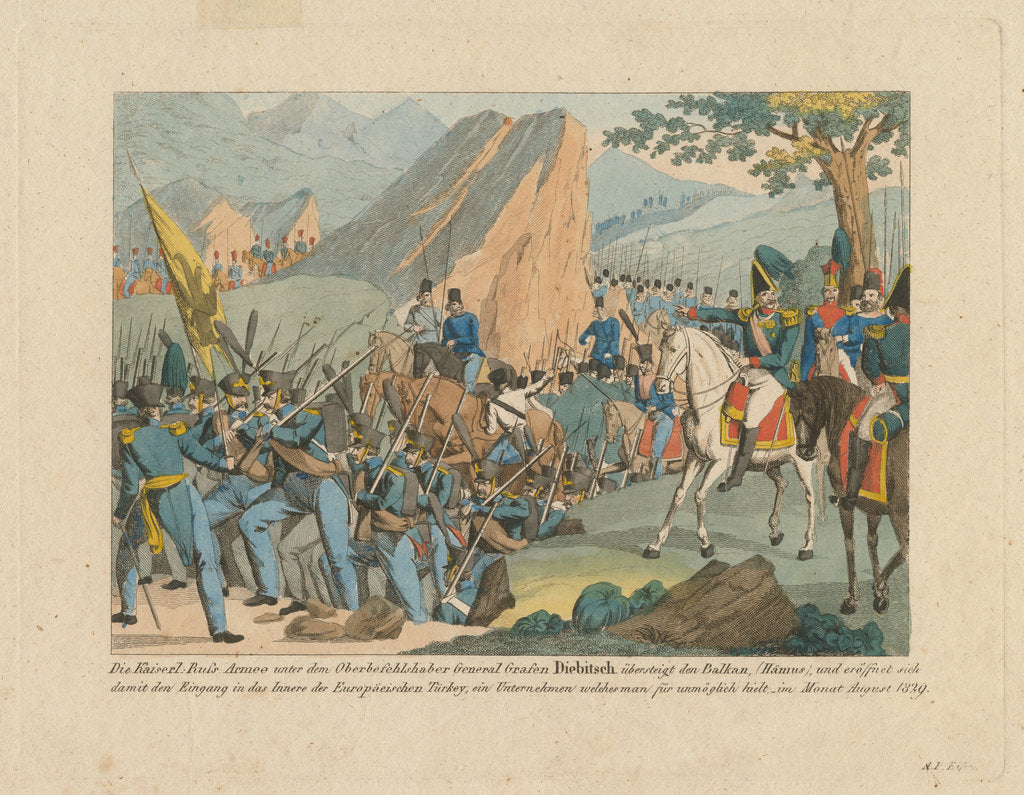 Detail of The Army of Graf Ivan Ivanovich Diebitsch crossing the Balkans by Anton Paul Eisen