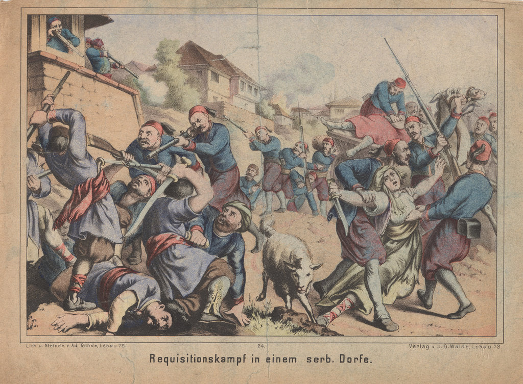 Detail of Turkish Requisition Fight in a Serbian Country Village by Anonymous