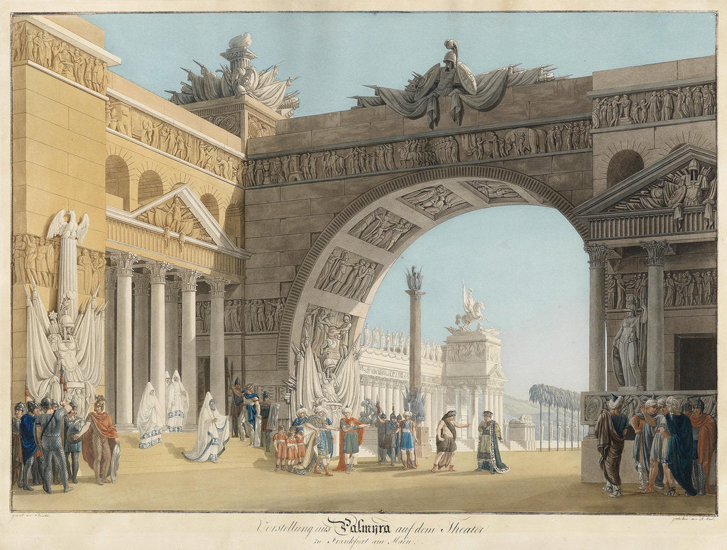 Detail of Stage design for the opera Palmira, regina di Persia by Antonio Salieri by Anton Radl