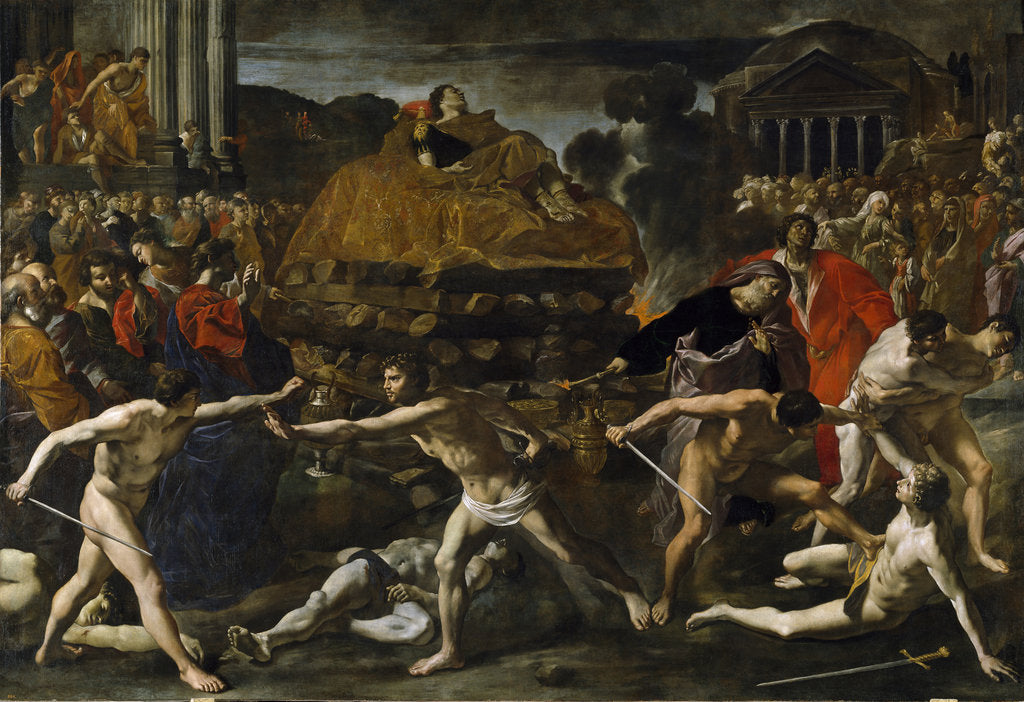 Detail of Funeral of a Roman emperor (Cremation ceremony) by Giovanni Lanfranco