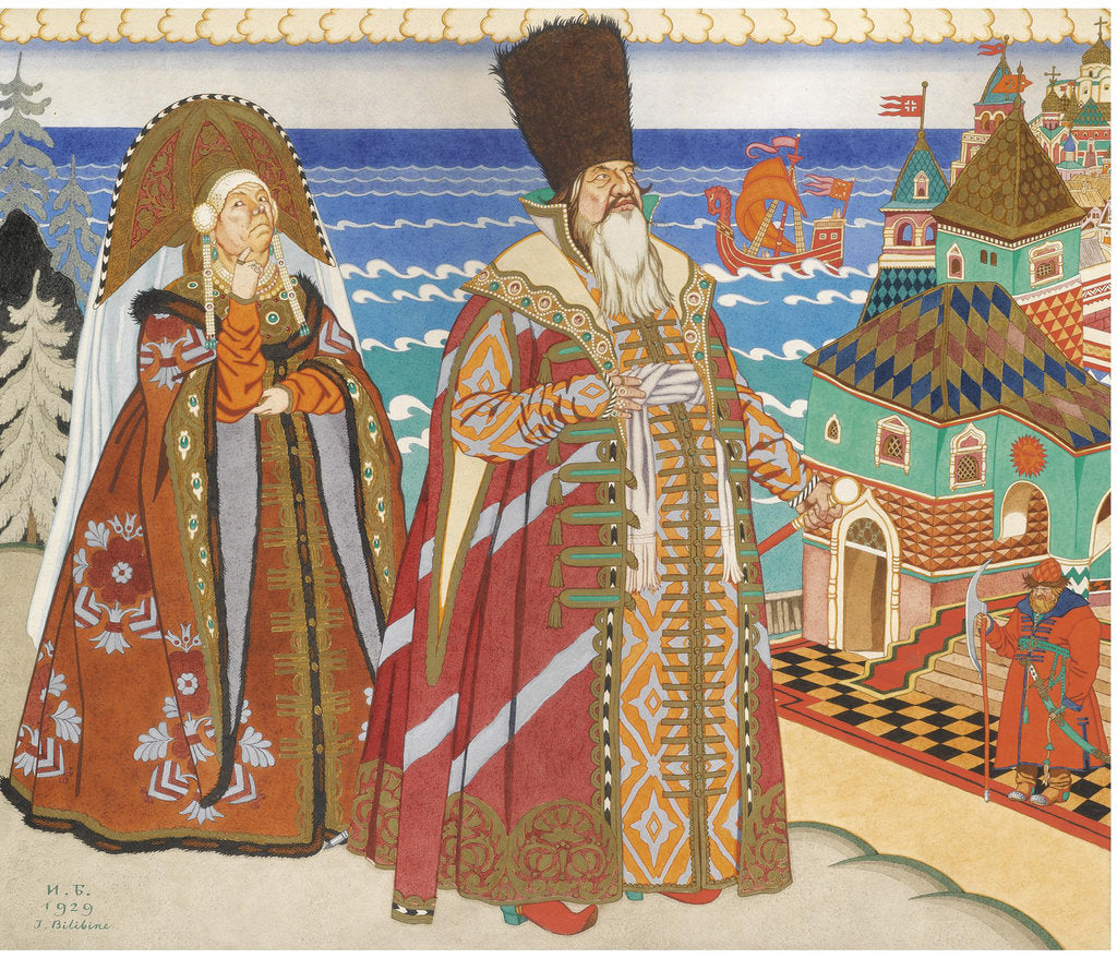 Detail of Illustration for the Fairy tale of the Tsar Saltan by A. Pushkin by Ivan Yakovlevich Bilibin