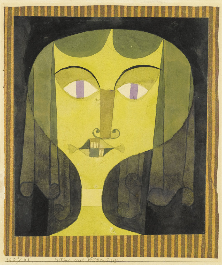 Detail of Portrait of a violet-eyed woman by Paul Klee