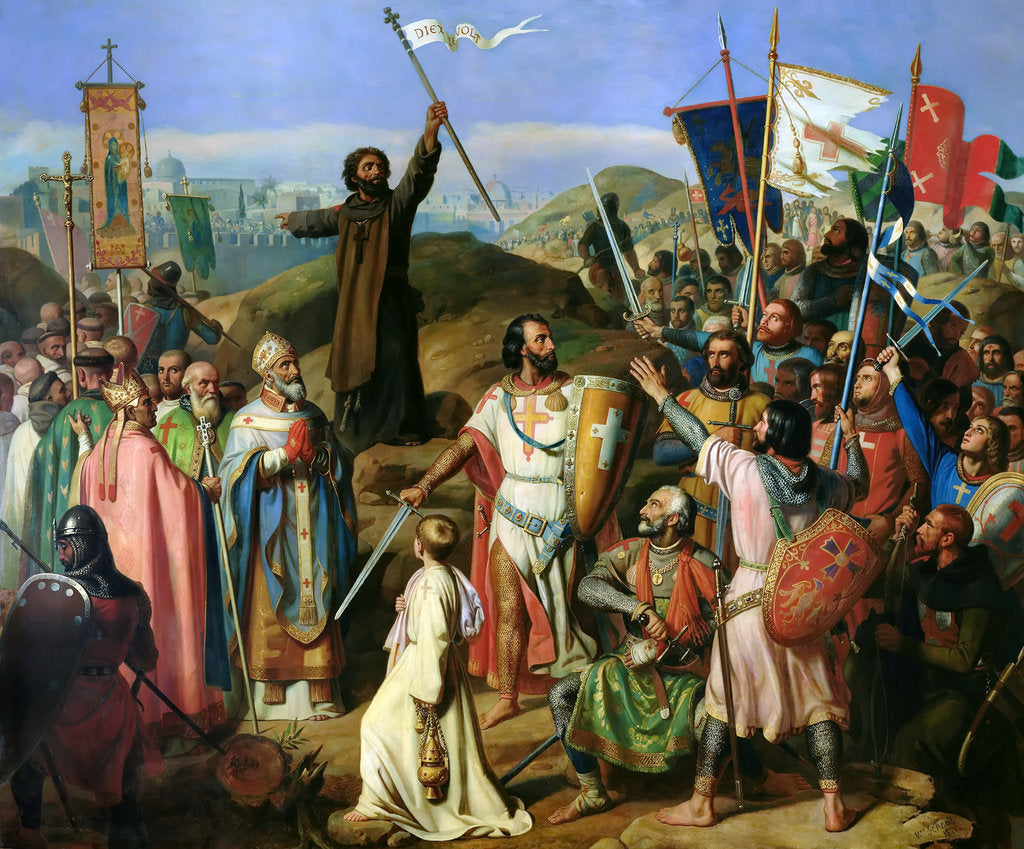 Detail of The barefoot procession of Crusaders around the city walls of Jerusalem, July 14, 1099 by Jean-Victor Schnetz