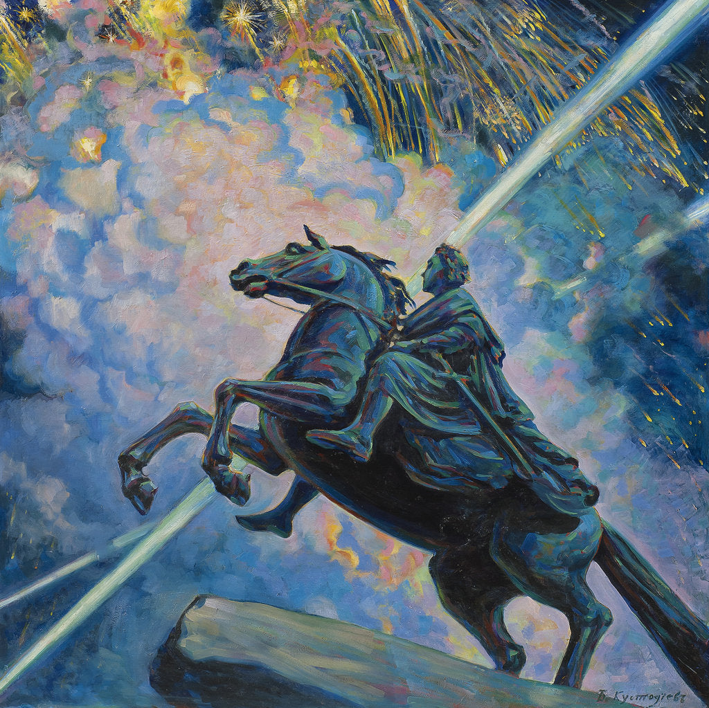 Detail of Fireworks. The Bronze Horseman by Boris Michaylovich Kustodiev
