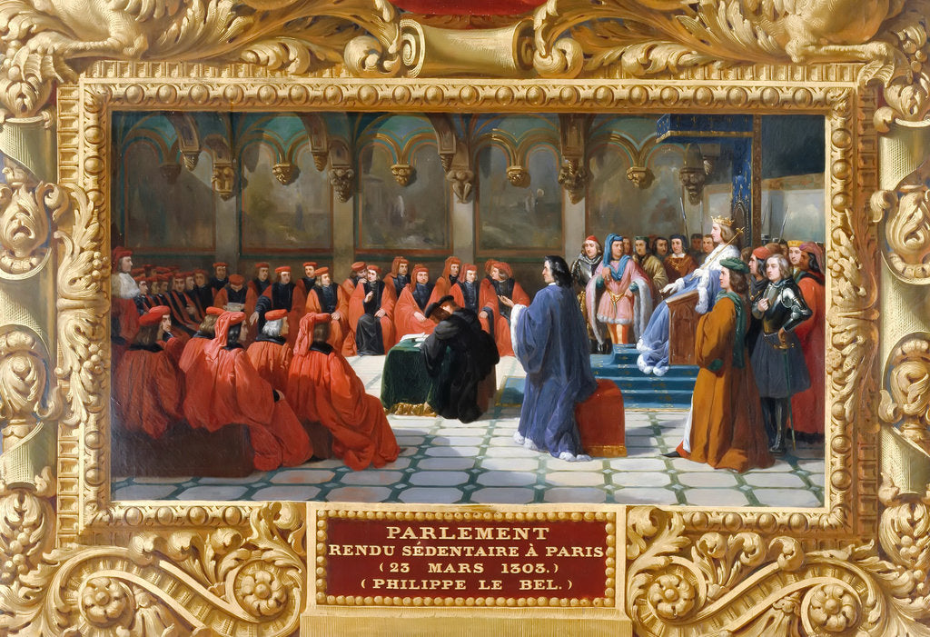 Detail of Philip IV the Fair establishes the Parliament in Paris in 1303 by Jean Alaux
