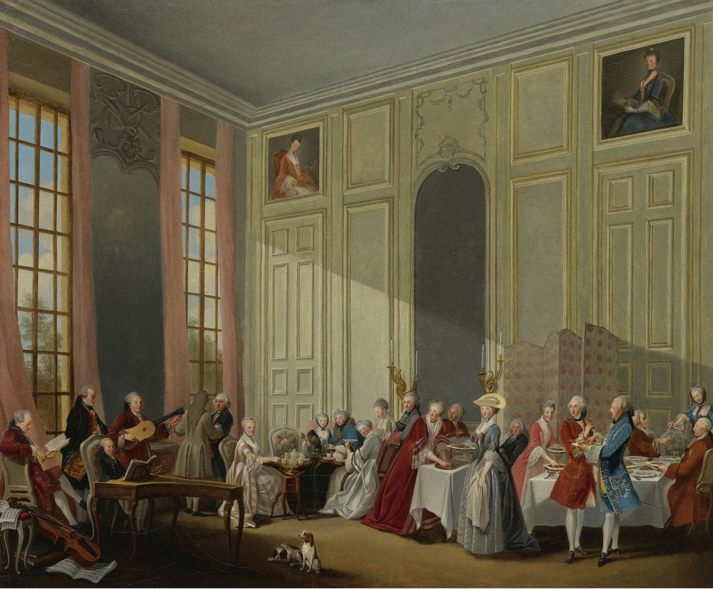 Detail of Mozart Giving A Concert In The Salon des Quatre-Glaces at the Palais du Temple In The Court Of The P by Michel Barthélemy Ollivier