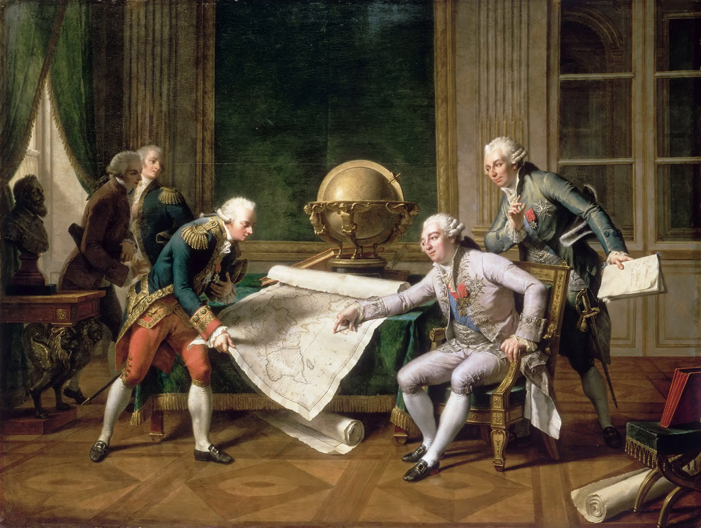 Detail of Louis XVI gives instructions to Captain La Pérouse, 29 June 1785 by Nicolas André Monsiaux
