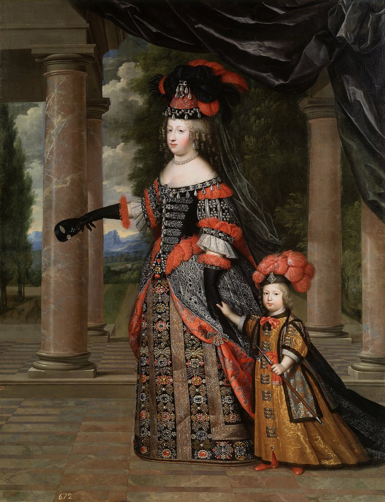Detail of Maria Theresa of Spain with Her son, the Dauphin, Louis of France by Henri Beaubrun