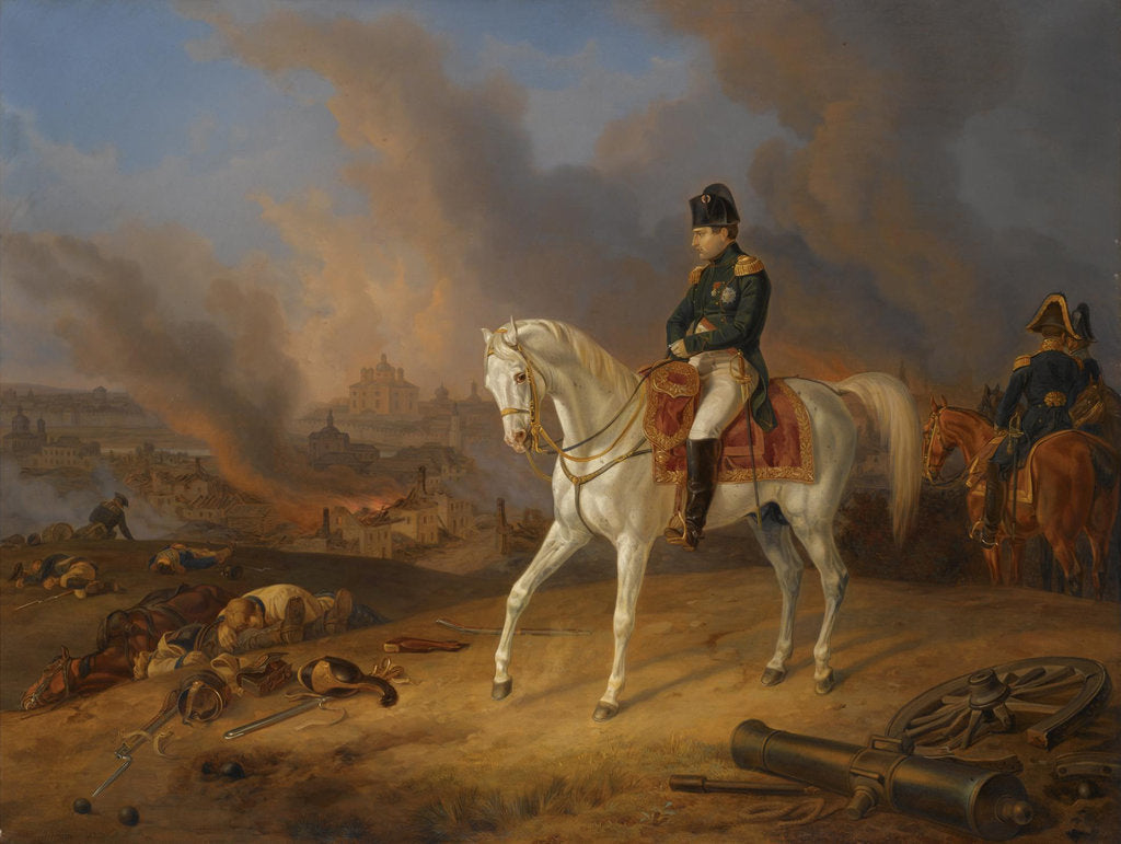 Detail of Napoleon Bonaparte before the burning City of Smolensk by Albrecht Adam