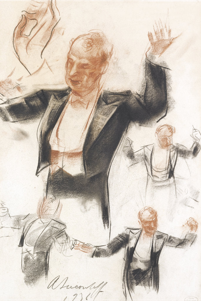 Detail of Serge Koussevitzky conducting by Alexander Yevgenyevich Yakovlev