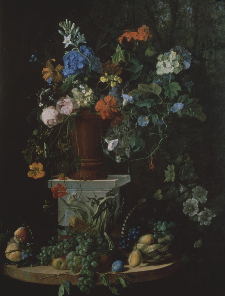Detail of Flowers and fruits by Vladimir Mikhailovich Sadovnikov