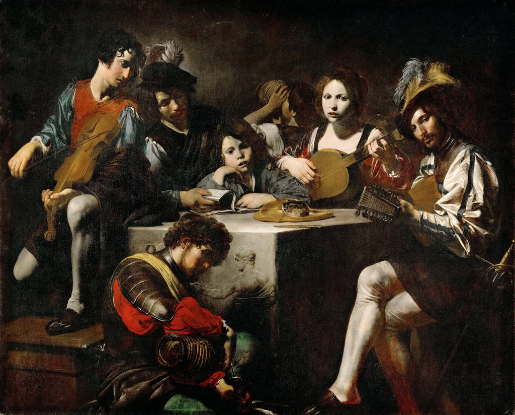 Detail of Concert with Bas-Relief by Valentin de Boullogne