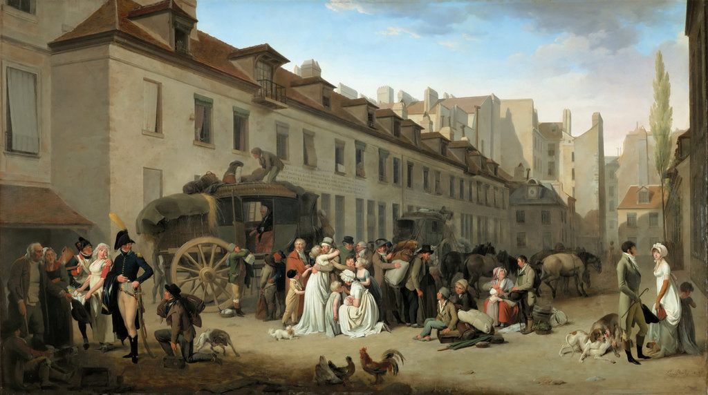 Detail of Arrival of the Stagecoach in the Courtyard of the Messageries by Louis-Léopold Boilly