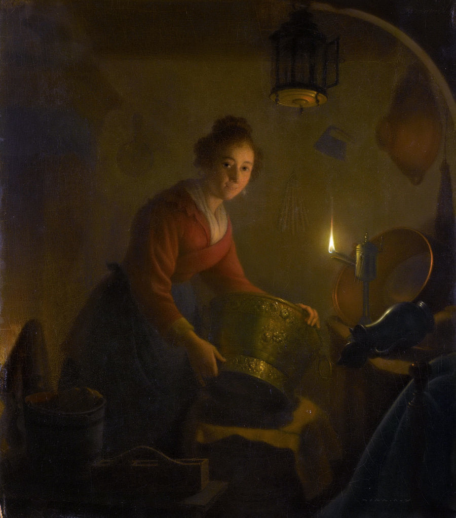 Detail of Woman in a Kitchen by Candlelight by Michiel Versteegh