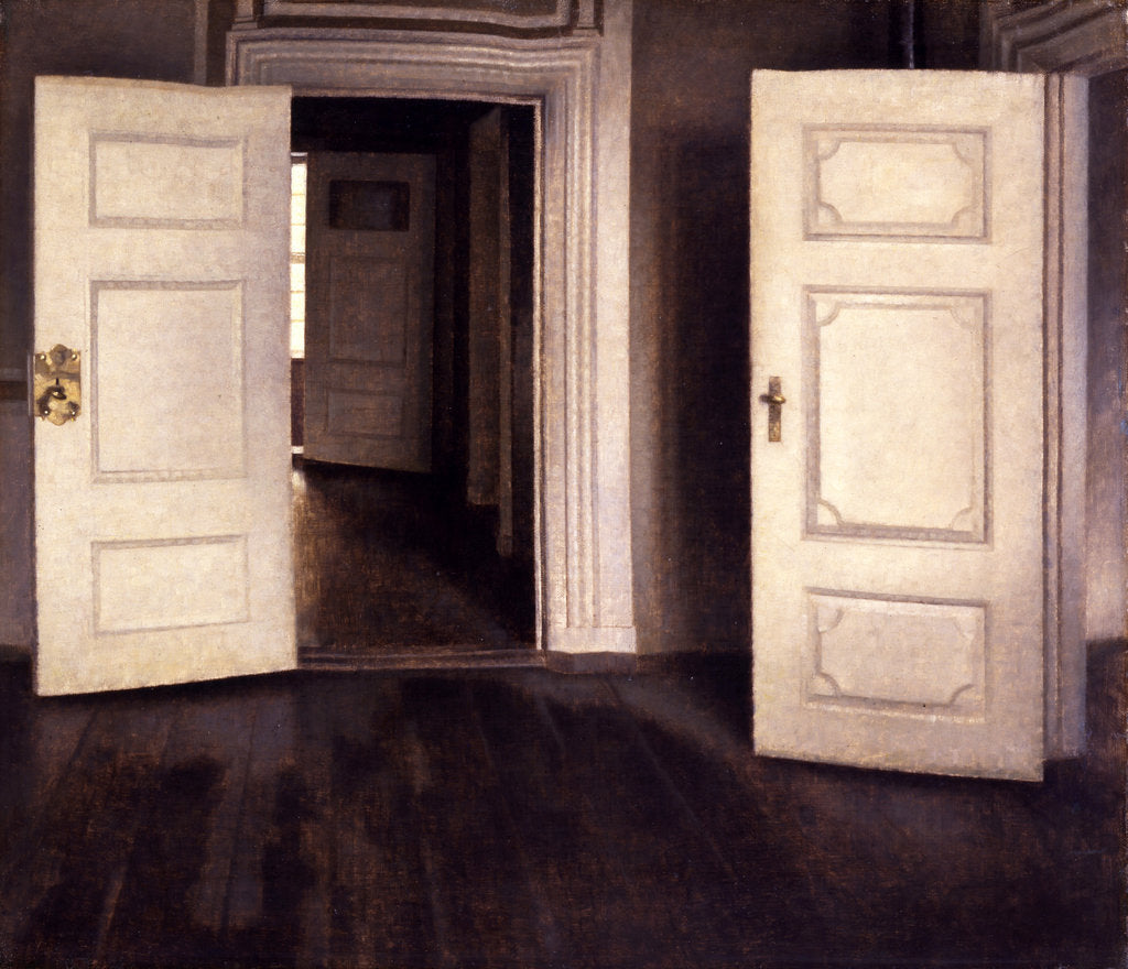 Detail of Open Doors by Vilhelm Hammershøi