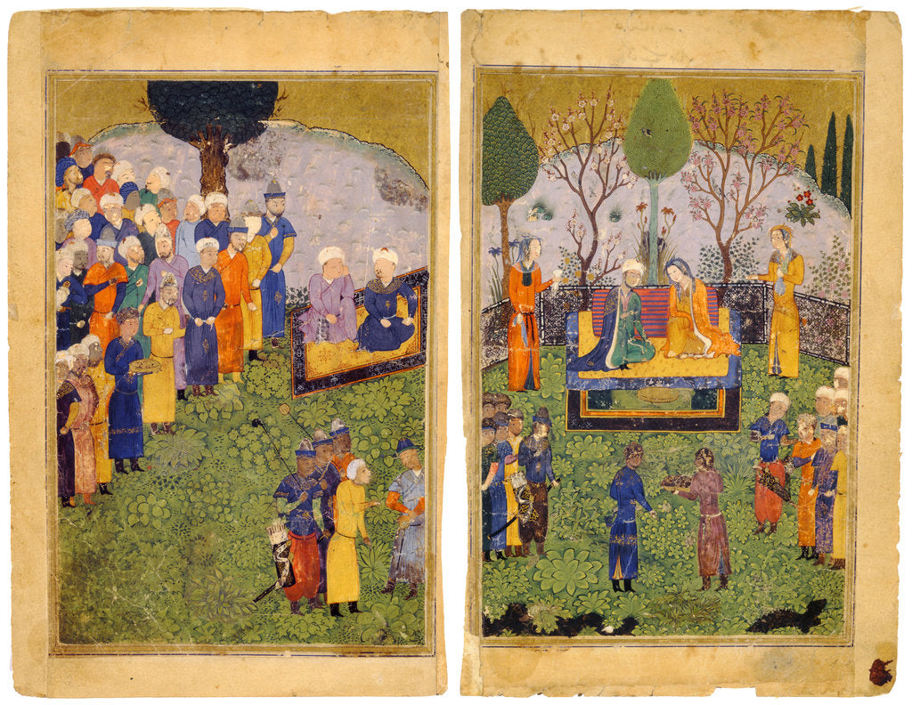 Detail of A Princely Couple with Courtiers in a Garden by Iranian master