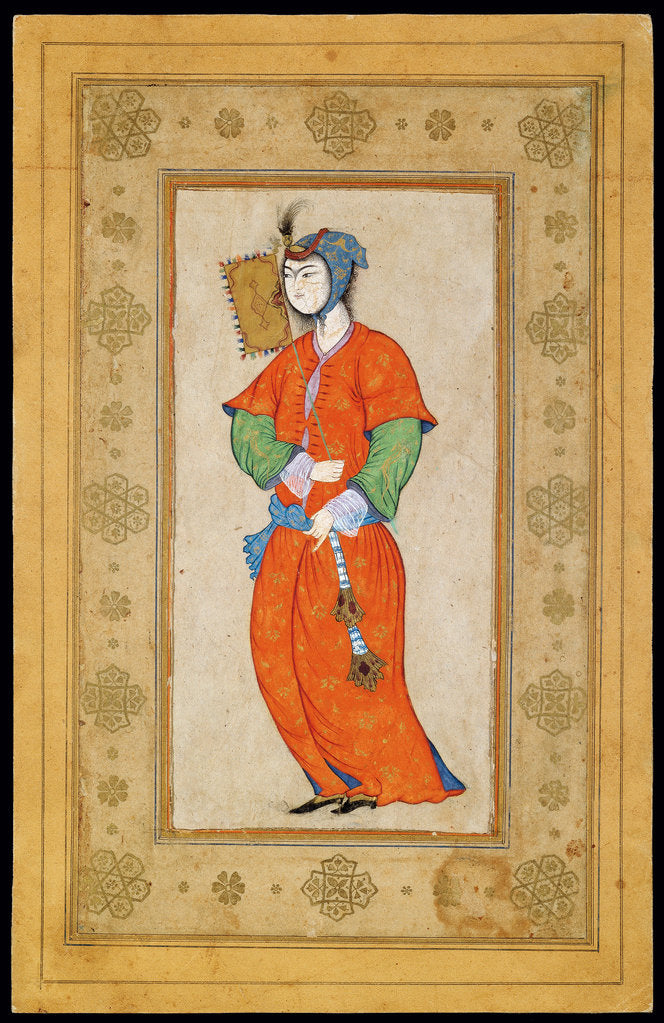 Detail of Young Woman with a Fan by Riza-i Abbasi
