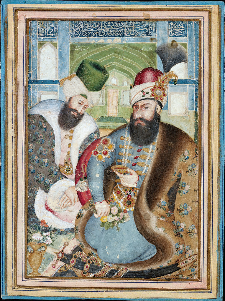 Detail of Karim Khan Zand with the Ottoman Ambassador Vehbi Effendi by Abu'l Hasan Ghafari al-Mustawfi