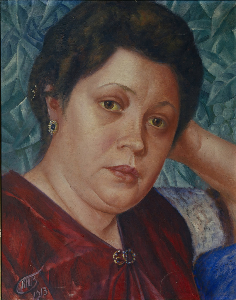 Detail of Portrait of the Opera singer Vera Petrova-Zvantseva by Kuzma Sergeyevich Petrov-Vodkin