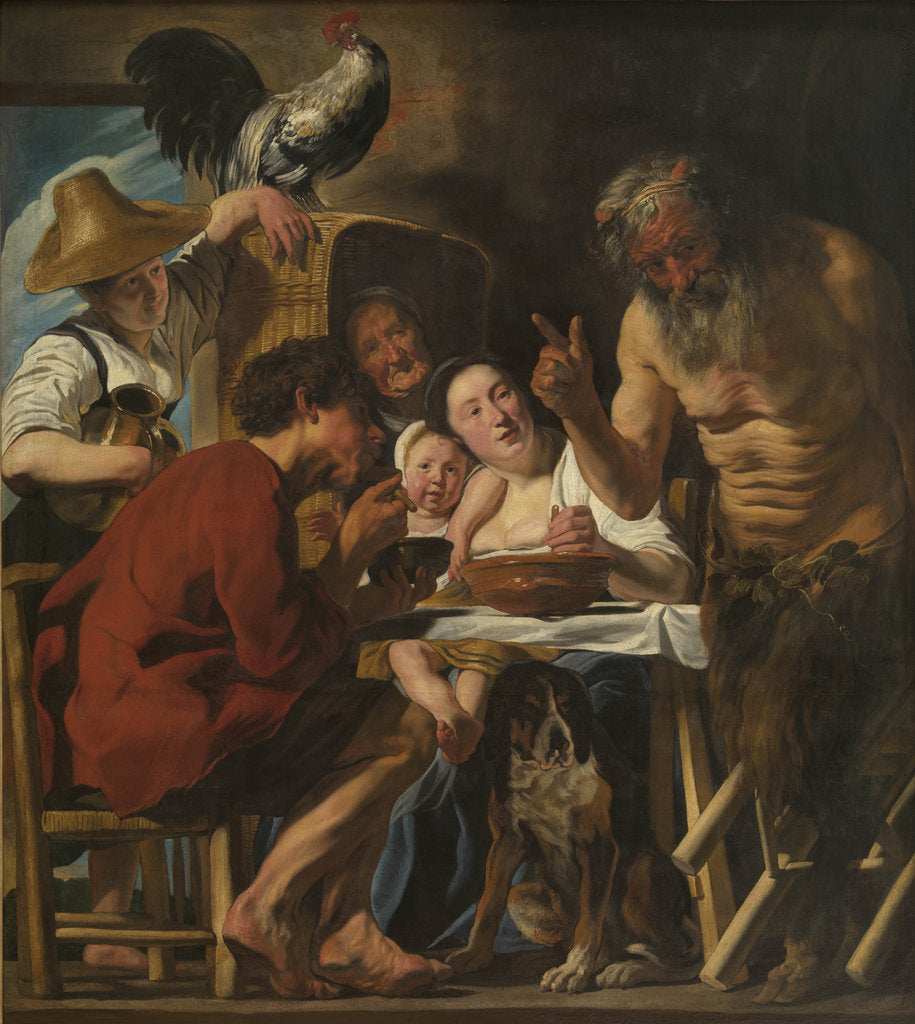 Detail of Satyr and peasant family by Jacob Jordaens