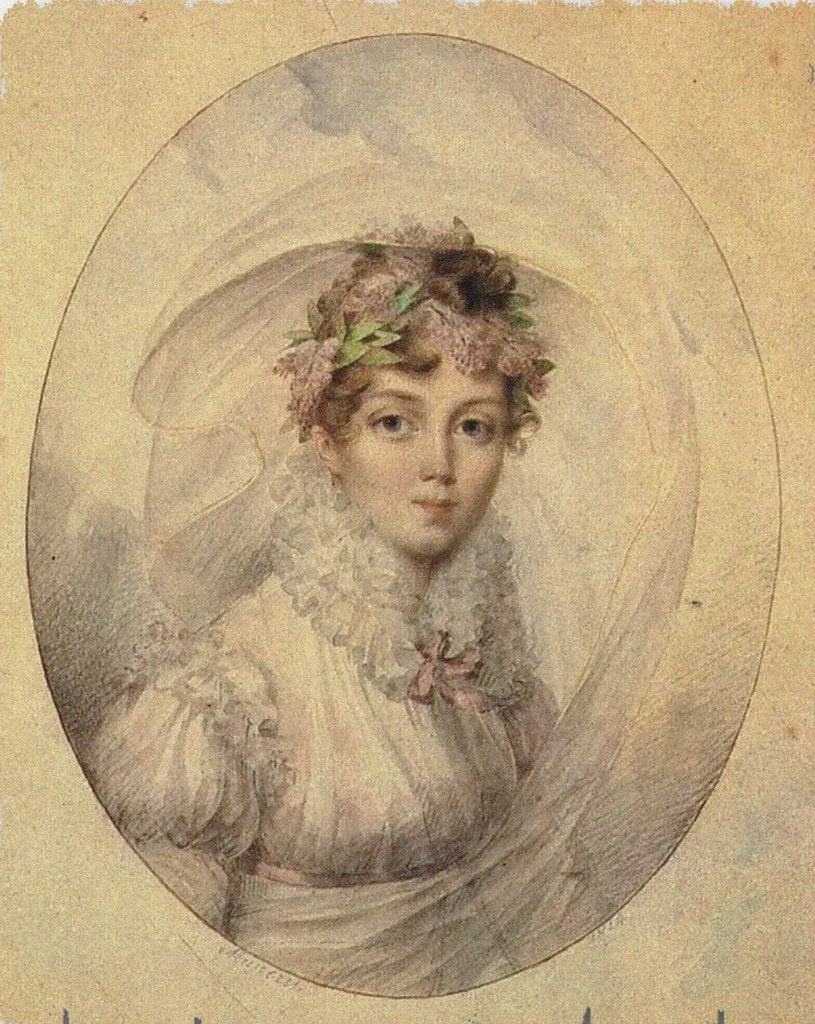 Detail of Portrait of Princess Zinaida Alexandrovna Volkonskaya by Jean Désiré Muneret