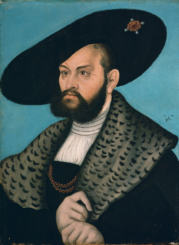 Detail of Portrait of Margrave Abrecht of Brandenburg-Ansbach, Duke of Prussia by Lucas Cranach the Elder