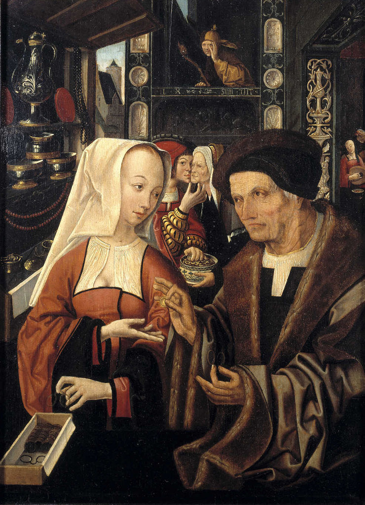 Detail of The Spectacles Seller by Jacob Cornelisz van Oostsanen