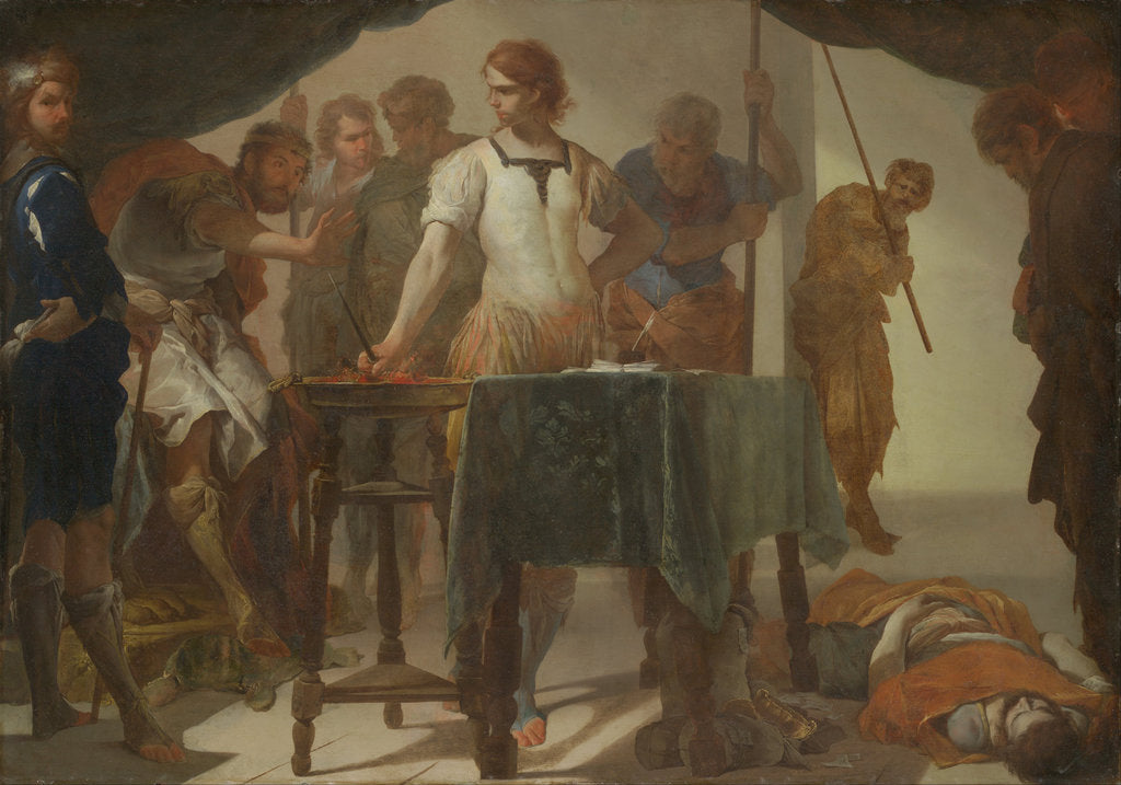 Detail of Mucius Scaevola Confronting King Porsenna by Bernardo Cavallino