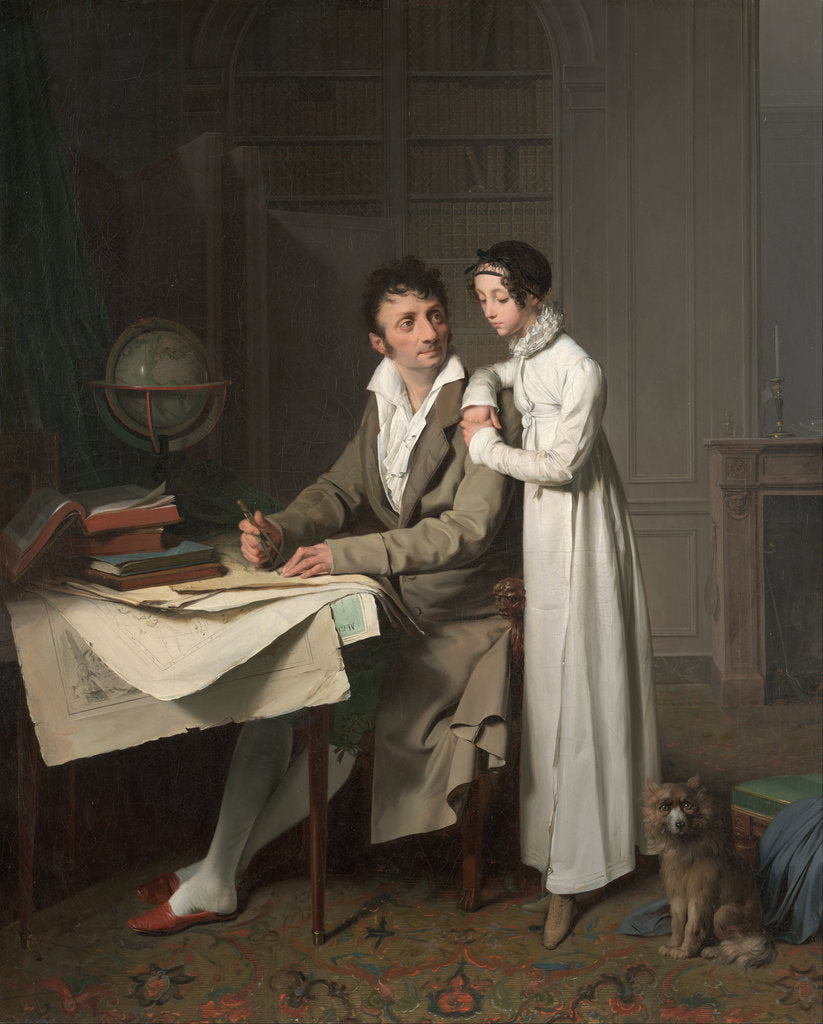 Detail of The Geography Lesson (Portrait of Monsieur Gaudry and His Daughter) by Louis-Léopold Boilly