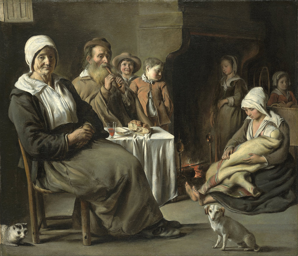 Detail of Peasant Interior with an Old Flute Player by Louis Le Nain