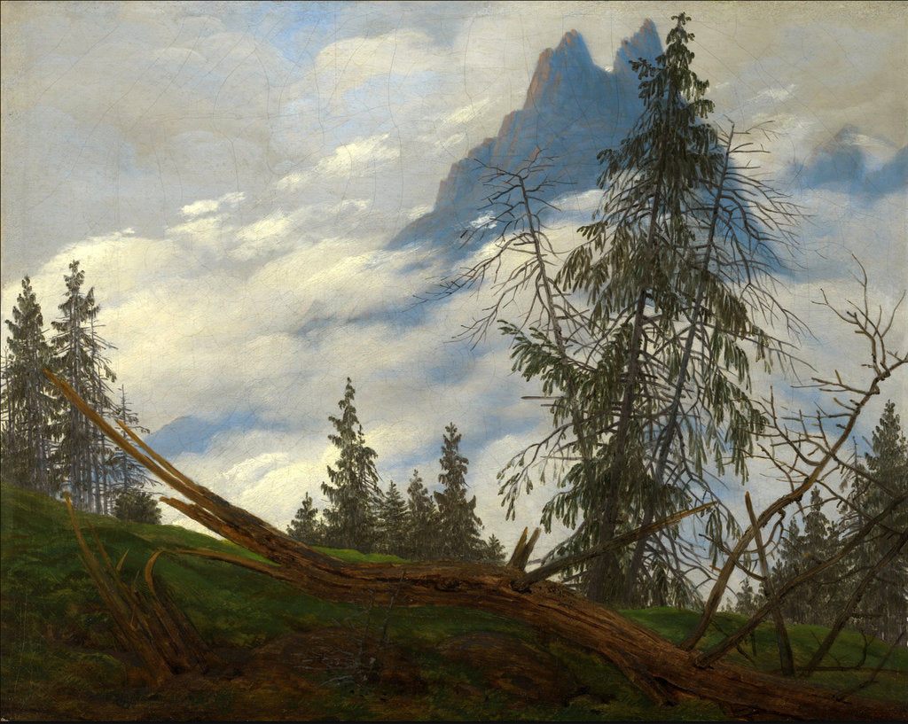 Detail of Mountain Peak with Drifting Clouds by Caspar David Friedrich