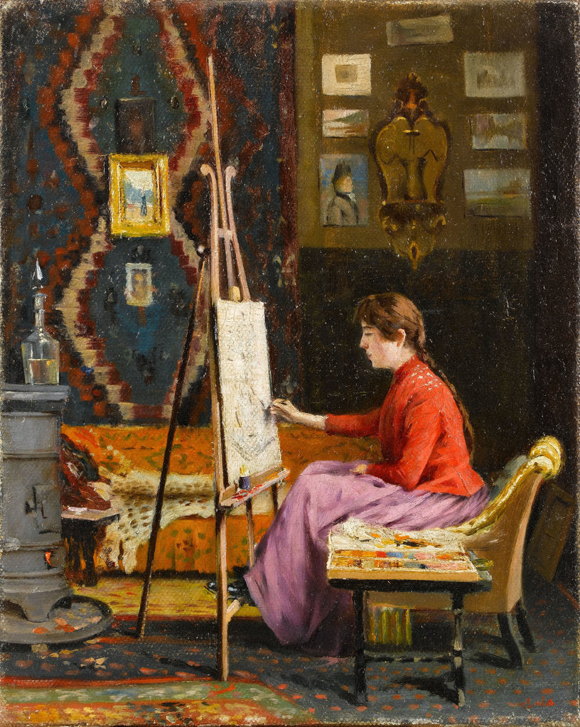 Detail of Girl Painter and Her Studio by Halil Pasha