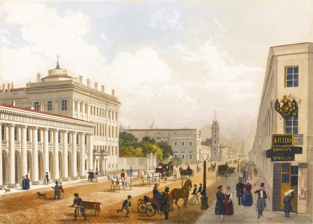Detail of View of the Nevsky Prospekt in Saint Petersburg by Jules Charlemagne