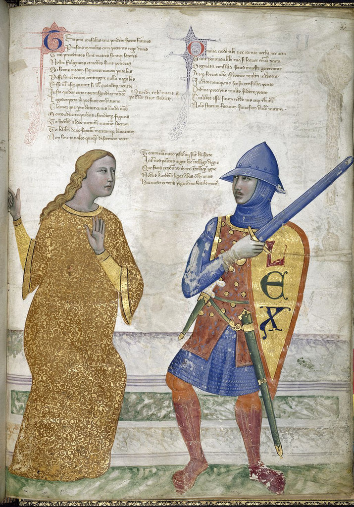 Detail of Prudence and Justice (From Regia Carmina by Convenevole da Prato) by Pacino di Buonaguida
