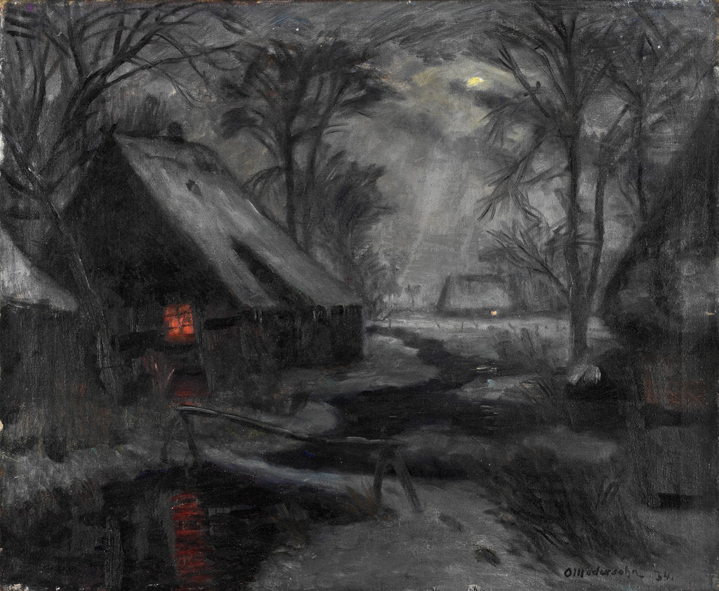 Detail of Winter Evening in Fischerhude by Otto Modersohn