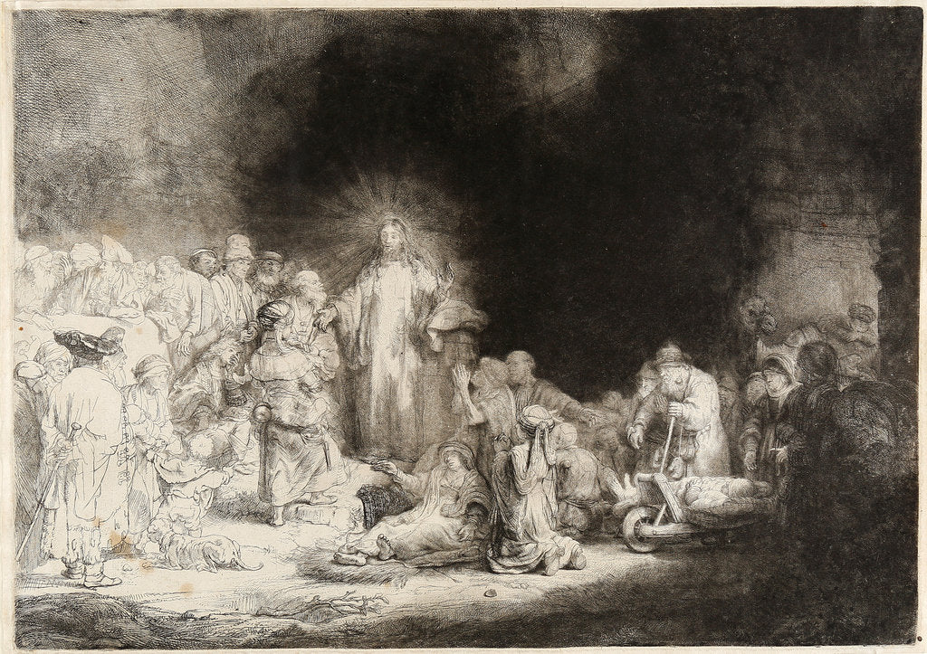 Detail of Christ healing the sick (The Hundred Guilder Print) by Rembrandt van Rhijn
