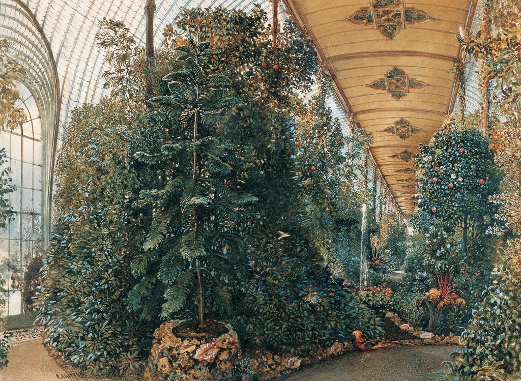 Detail of Interior of the Palm House of Lednice Palace by Rudolf von Alt