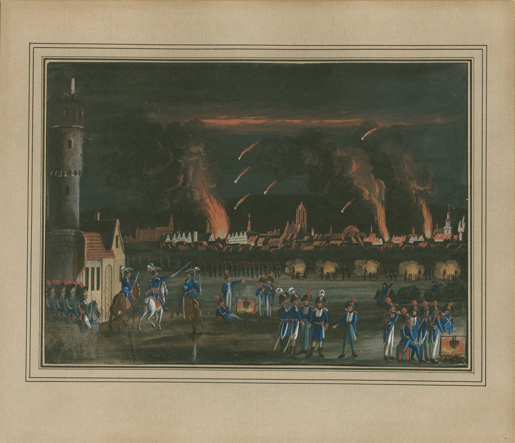 Detail of Bombardment of Frankfurt am Main by the French Army, July 13, 1796 by Christian Georg Schütz the Younger