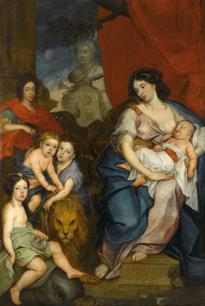 Detail of Portrait of Queen Marie Casimire with children by Jerzy Siemiginowski-Eleuter