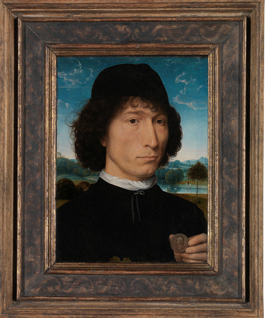 Detail of Portrait of a Man with a Roman Medal by Hans Memling