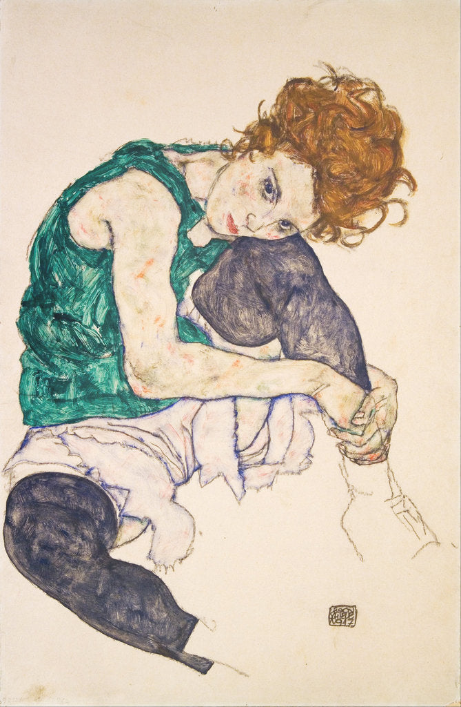 Detail of Seated Woman with Legs Drawn Up by Egon Schiele